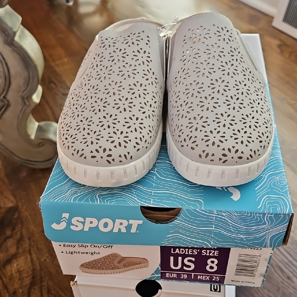 J Sport Women's Perforated Tan Slip-On Sneakers -size 8